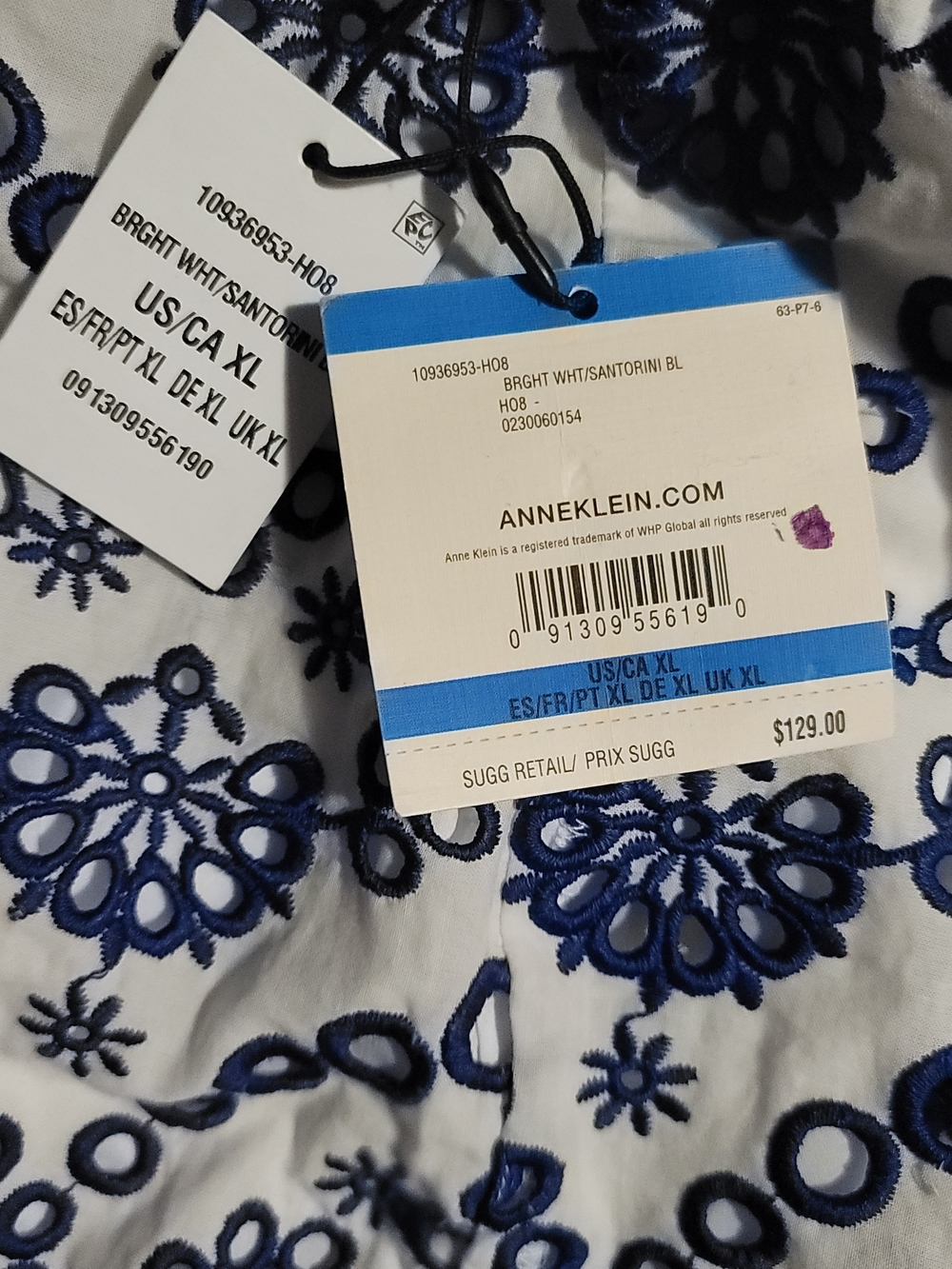 Anne Klein White Skirt with Blue Eyelet Embroidery - Picture 8 of 8